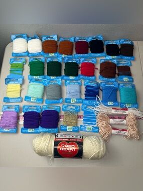 Assorted Craft Trim Lot Of 31 Pieces Acrylic Yarn Multicolored